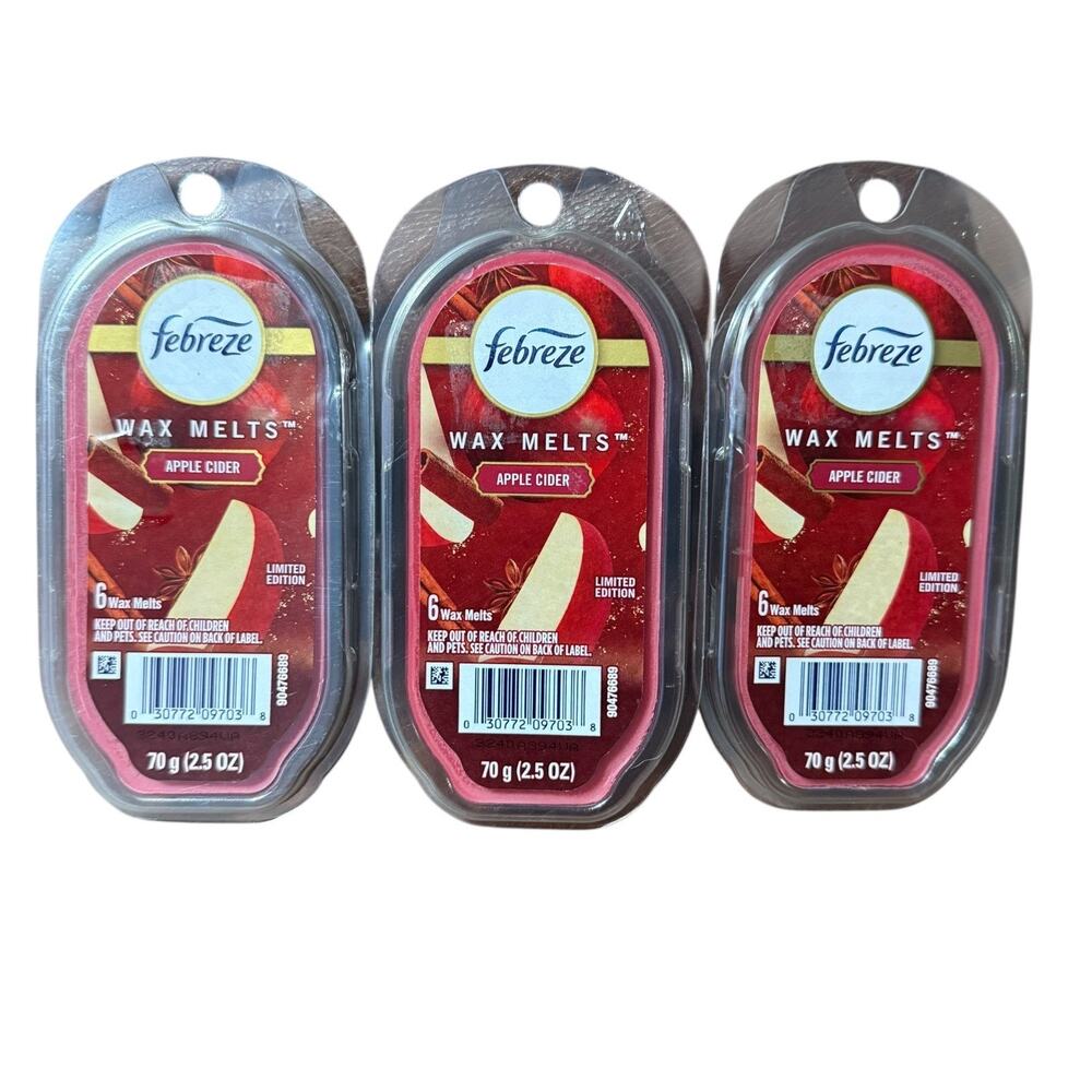 3 New x Febreze 6 Pack Wax Melts Apple Cider Limited Edition Fall Home Scent